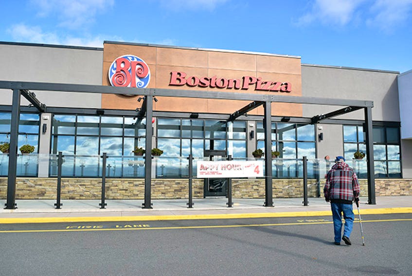 The Boston Pizza outlet at Highland Square Mall in New Glasgow shut down on Friday.