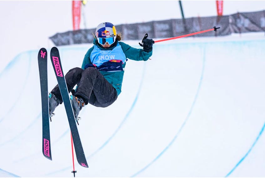Eileen Gu Ailing from China competes in women's IS Freeski World Cup 2020 qualification round at WinSport in Calgary on Wednesday. Photo by Azin Ghaffari/Postmedia.