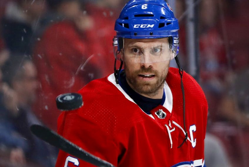  Canadiens defenceman Shea Weber takes part in the pregame skate before facing the Ottawa Senators in Montreal on Dec. 11, 2019.