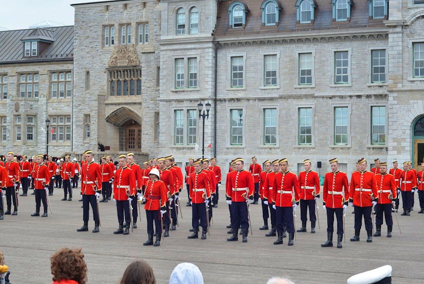 File photo of Officer-Cadets stand at attention during the Royal Military College Graduation and Commissioning Parade in Kingston, Ont. on Friday May 19 2017. Joe Cattana for the Whig-Standard/Postmedia Network