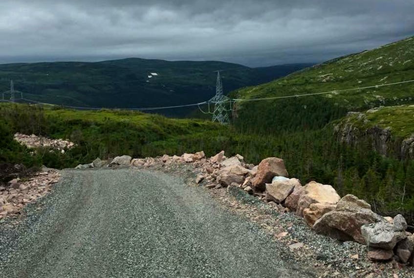 A section of the new access road along the Northern Peninsula portion of the new transmission line bringing power from Muskrat Falls to the island of Newfoundland.