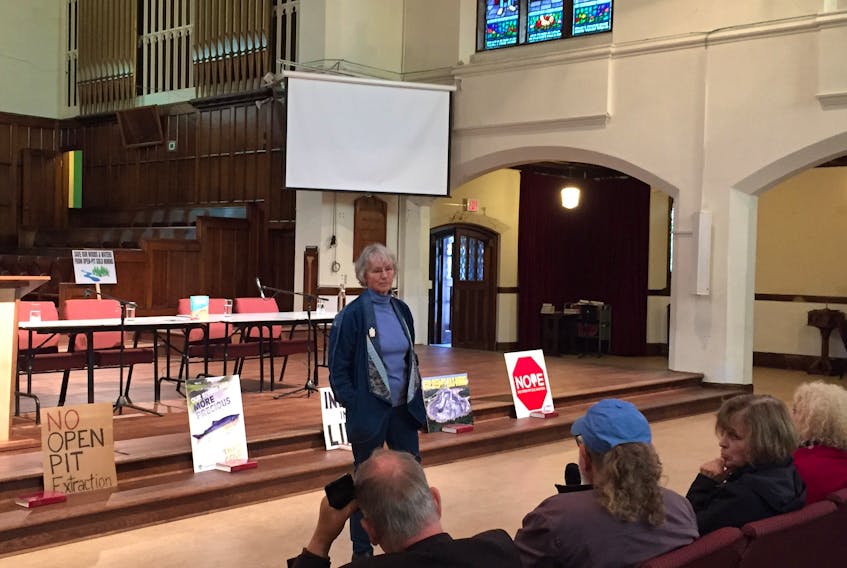 Joan Kuyek, author of Unearthing Justice: How to Protect your Community from the Mining Industry, answers questions Saturday during a book launch at St. Andrew's United Church in Halifax. Tim Arsenault - The Chronicle Herald