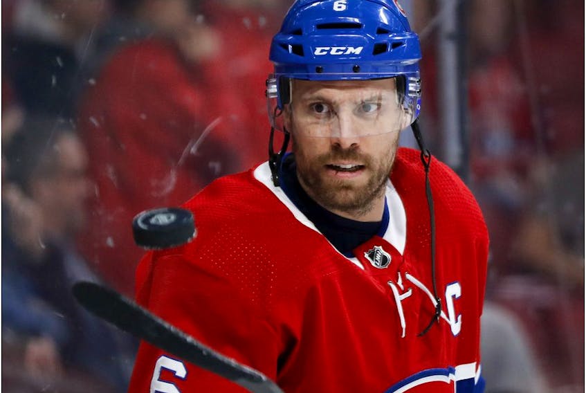 Captain Shea Weber is one of the 19 players now skating at the Bell Sports Complex in Brossard.