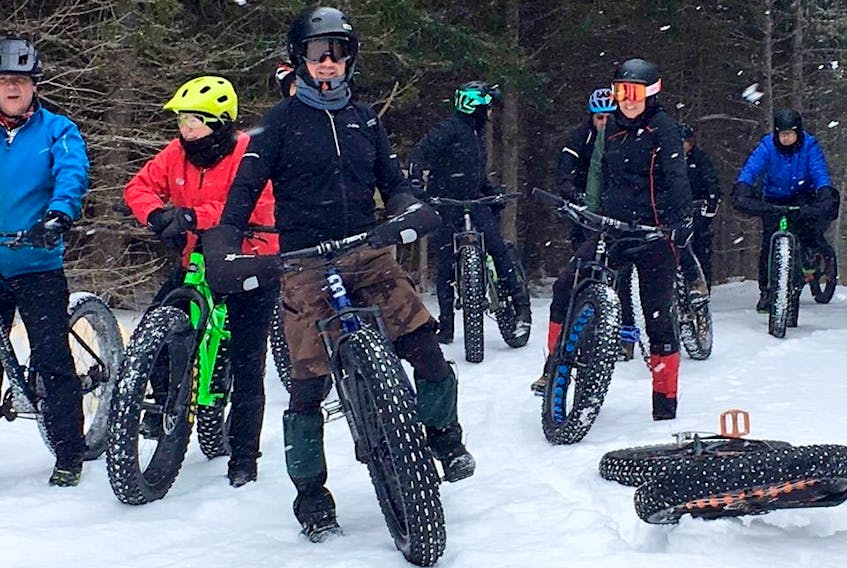 Groups of riders often get together to enjoy winter rides on fat bikes.