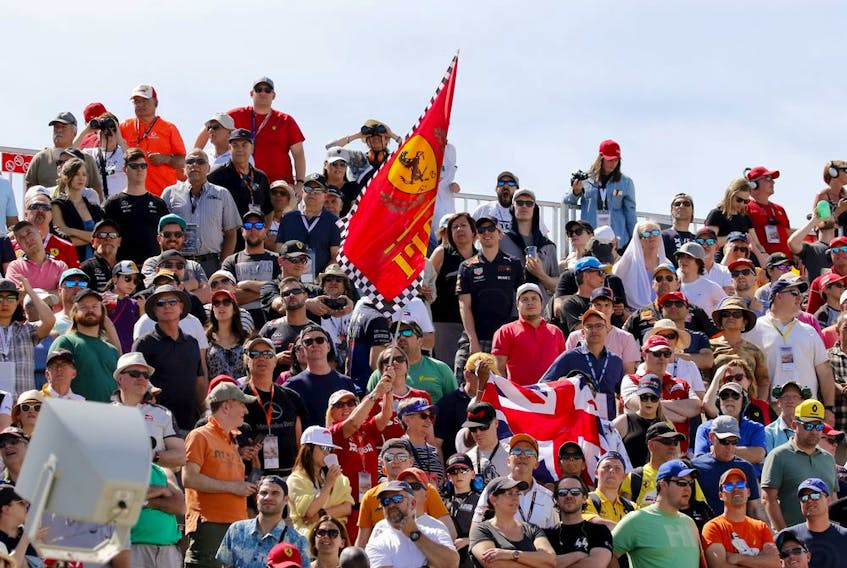 Fans pack the stands at Circuit Gilles Villeneuve watch qualifying at the Canadian Grand Prix on June 8, 2019. 

