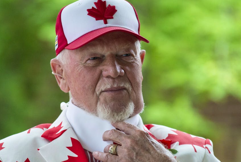 Don Cherry all decked out in Canada's red and white on Canada Day  on Saturday July 1, 2017.
