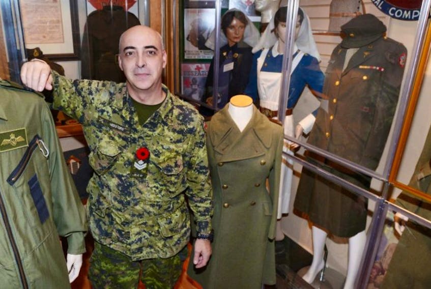 Master Corporal Kevin Meesters stands in the P.E.I. Regiment Museum at the Queen Charlotte Armory.
