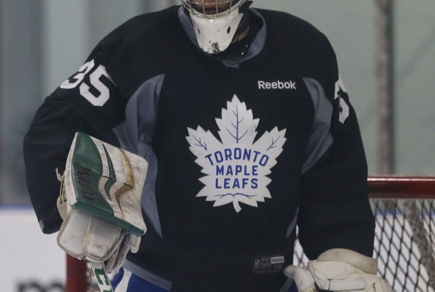 After his play during this rookie tournament, goalie Ian Scott will be looking to earn a full-time role with the Marlies. (SUN FILES)