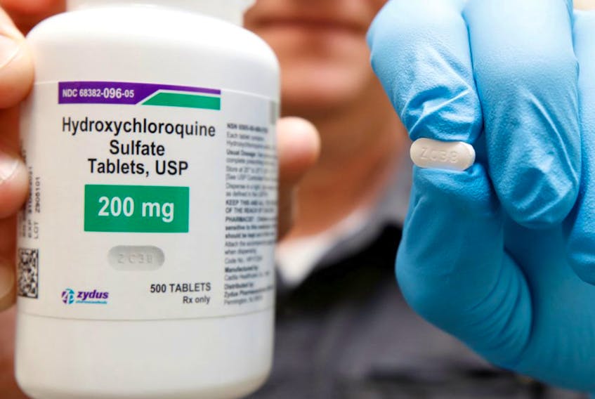 The drug hydroxychloroquine, pushed by U.S. President Donald Trump and others in recent months as a possible treatment to people infected with the coronavirus disease (COVID-19), is displayed by a pharmacist in Provo, Utah.