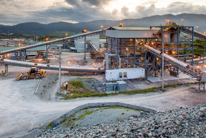 Tahoe Resources' Escobal mill, in Guatemala, at dusk.