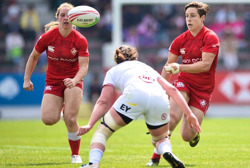 Canadian rugby sevens stars Kayla Moleschi and Ghislaine Landry will have to wait to play in front of a home crowd.