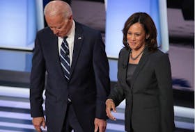 Presumptive Democratic presidential nominee and former vice-president Joe Biden has announced Senator Kamala Harris as his vice-presidential running mate in the 2020 election. They are seen in a July 2019 file photo.
