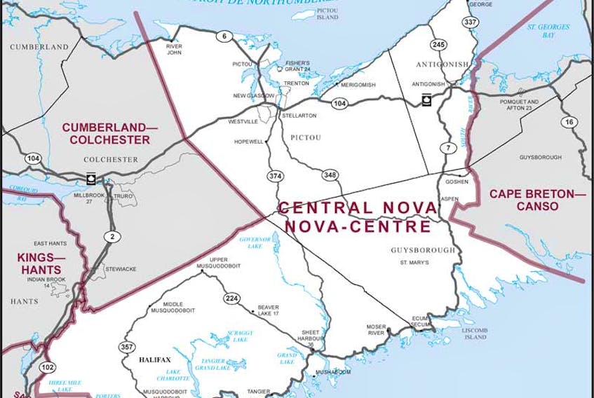 Central Nova map courtesy of Elections Canada.