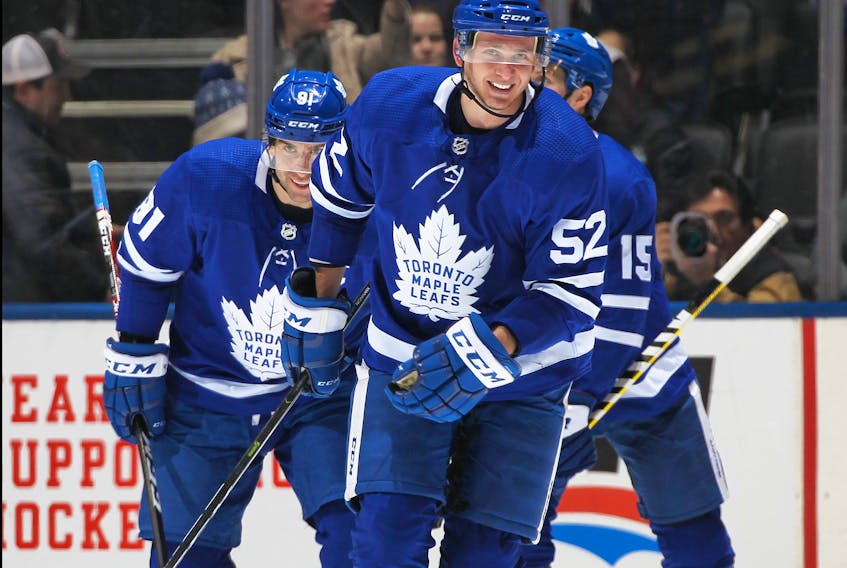 Leafs defenceman Martin Marincin, celebrating his goal against the Canucks in February, will now be counted on to supply playoff penalty-killing and stay-at-home D.  