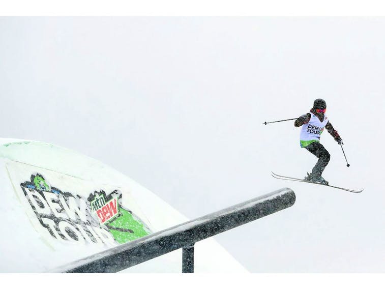 COPPER MOUNTAIN, COLORADO - FEBRUARY 06: Megan Oldham of Canada competes in the Ski Team Challenge - Slopestyle Event during the Dew Tour Copper Mountain 2020 on February 06, 2020 in Copper Mountain, Colorado.