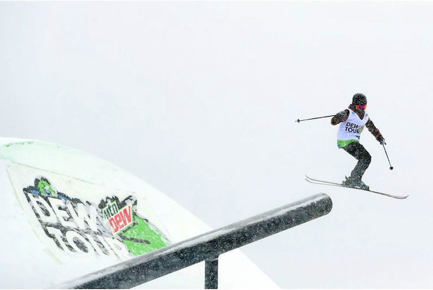 COPPER MOUNTAIN, COLORADO - FEBRUARY 06: Megan Oldham of Canada competes in the Ski Team Challenge - Slopestyle Event during the Dew Tour Copper Mountain 2020 on February 06, 2020 in Copper Mountain, Colorado.