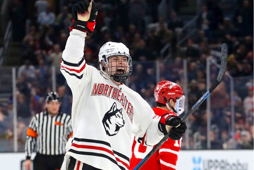 Scouts suggest that if hard-shooting forward Aidan McDonough of the Northeastern Huskies can improve his foot speed he'll be a quality addition to any NHL team.
