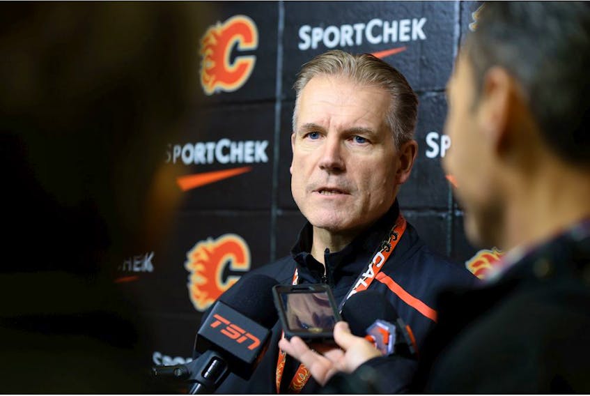 Calgary Flames head coach Geoff Wardon speaks with the media on Friday, December 20, 2019. Azin Ghaffari/Postmedia