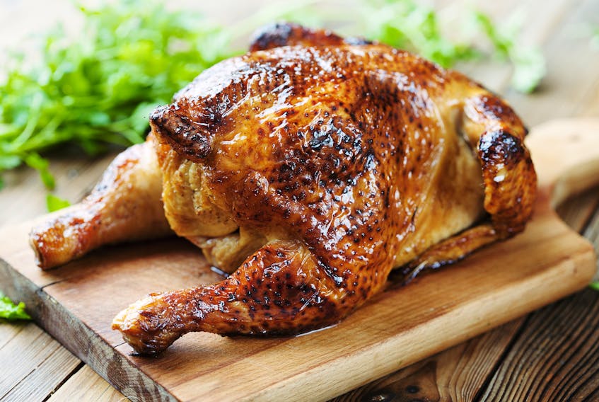 A roasting chicken between five and six pounds can provide two chicken meals and lots of leftovers for future pot pies, curries, stirfries or casseroles