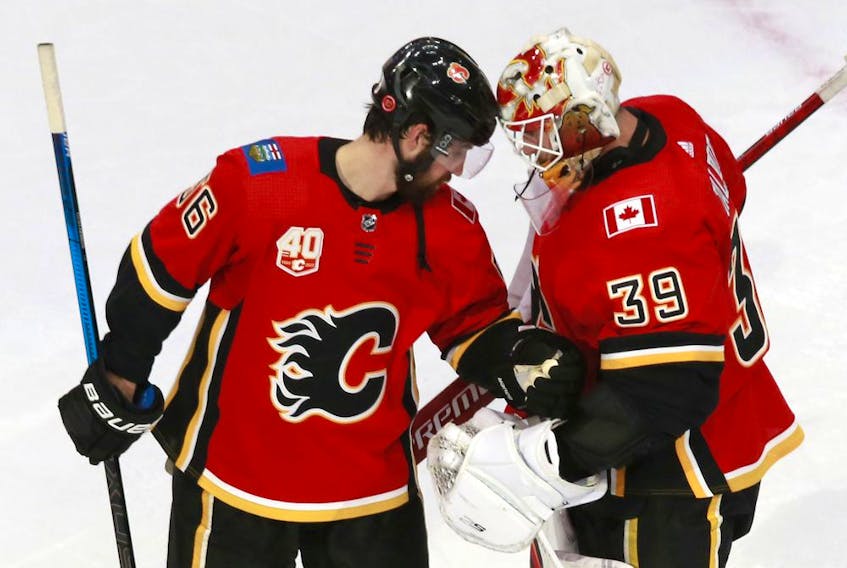 Goaltender Cam Talbot was the man of the hour last night during the Calgary Flames' 2-0 victory over the Dallas Stars in Game 3 of the NHL's Western Conference quarterfinal series in Edmonton.