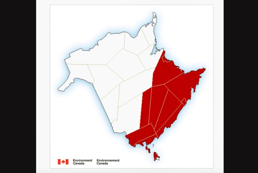Environment Canada has issued a flash freeze warning for Southeast New Brunswick.