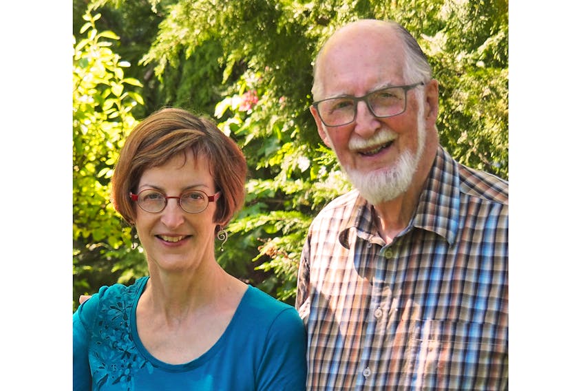 Charlie Scobie, author of the Tantramar Heritage Trust’s latest publication, ‘People Of The Tantramar,’ is shown above with Mary Scobie, who was in charge of layout and design for the new book.