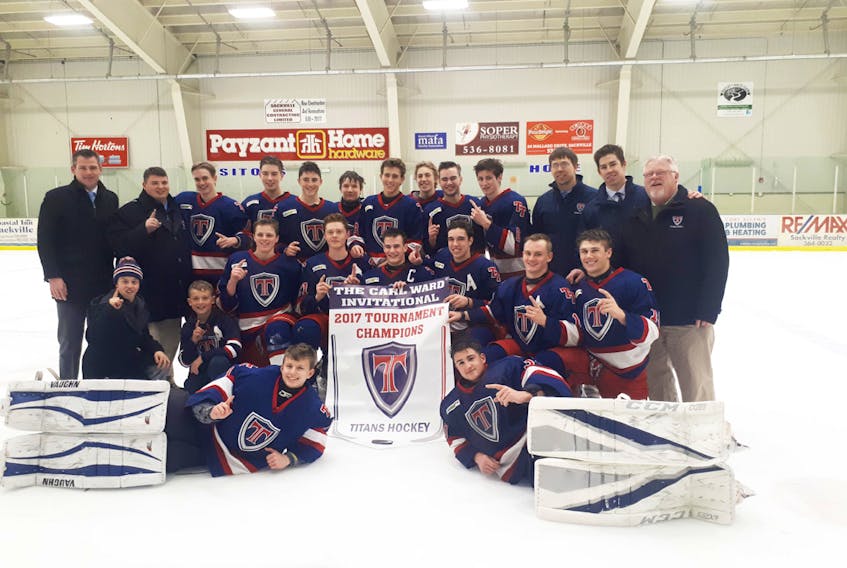 Sackville’s men’s hockey Titans claimed their second consecutive Carl Ward Invitational banner over the weekend. – PHOTO SUBMITTED