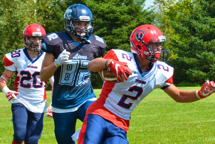 For the upcoming season, Sackville’s football Titans will be counting on the seven players who recently competed with Team NB’s U-18 squad, like Lucas Cormier (2), shown above during the 2017 season, to help lead the team, as graduation saw several key players move on.
