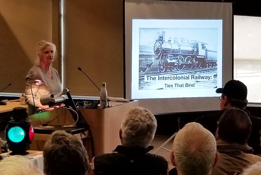 Susan Amos recently presented a talk in Sackville on the Intercolonial Railway as part of local Heritage Day activities. KAREN VALANNE PHOTO