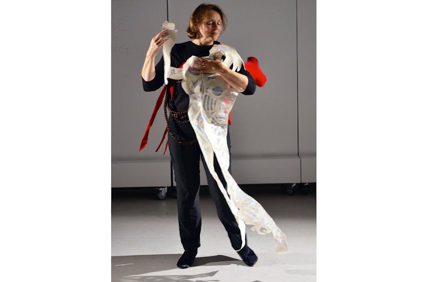 Sackville performance artist Linda Dornan will be one of 16 artists who will be featured in an upcoming Tantramar Seniors College course exploring the arts. Above, Dornan performs at the International Performance Art Festival in Toronto in 2014. HENRY CHAN PHOTO