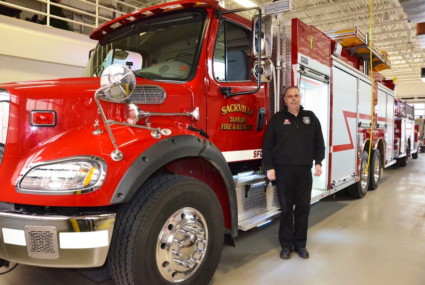 Sackville Fire Chief Craig Bowser is excited about the recent addition of a new pumper tanker truck to the department’s fleet of vehicles.