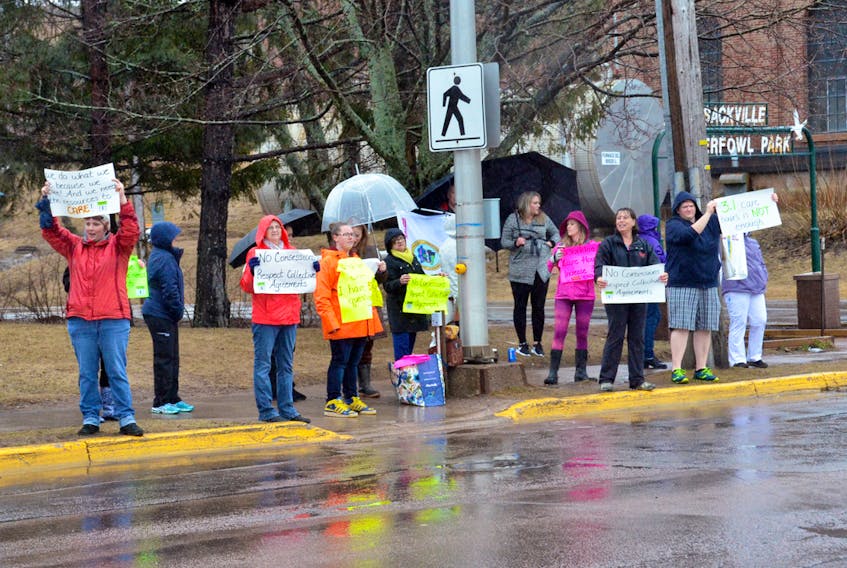 Front-line staff at the Drew who are members of CUPE 3982 staged a rally outside the nursing home calling for changes to how facilities are run in the province, particularly stressing the need for more hours of care.