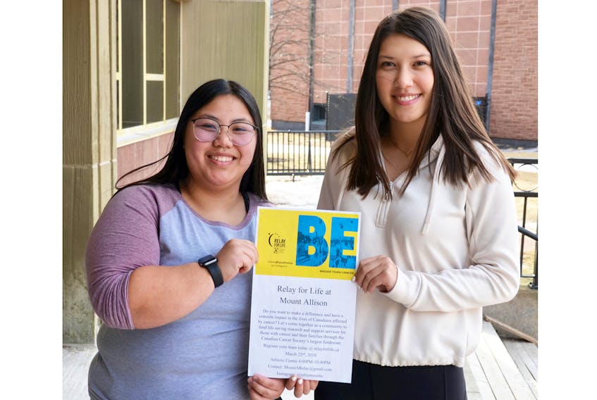 Sarah Park, left, and Jaden Snethun, both members of the organizing committee for the 2019 Sackville Relay for Life, which is scheduled for Friday, March 22, are hoping to see a good turnout from both the Sackville and Mount Allison communities. The fundraising goal for this year’s event is $16,500.