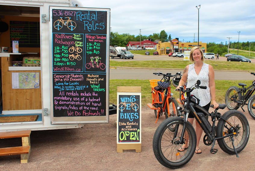 Liandra Fahey recently launched Wind-E-Bikes, which offers area residents an opportunity to rent one of her electric bikes by the hour, for a half day or full day.