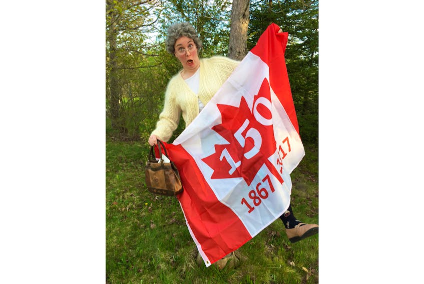 Heather MacIntyre returns as Grandma Stella in Uh Oh, Canada!, a new dinner theatre from Charlie Rhindress and Live Bait Theatre. MacIntyre first appeared as this character in last summer's Anne of Springhill.