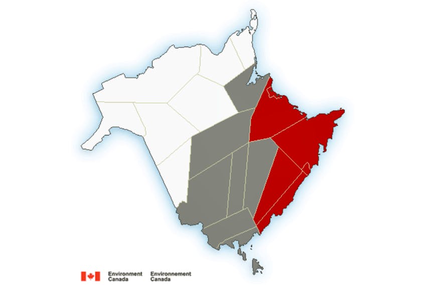 Environment Canada has upgraded its special weather statement to a weather warning for Southeast New Brunswick, with 15-20 cm of snow expected this afternoon and this evening.