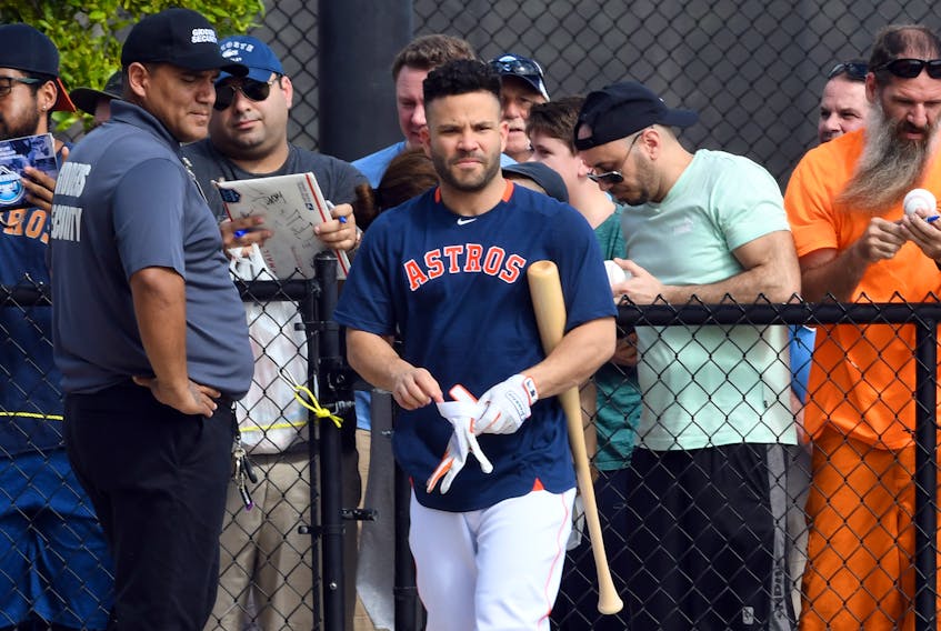 Houston Astros infielder Jose Altuve gets ready for a spring training workout. (USA TODAY SPORTS)