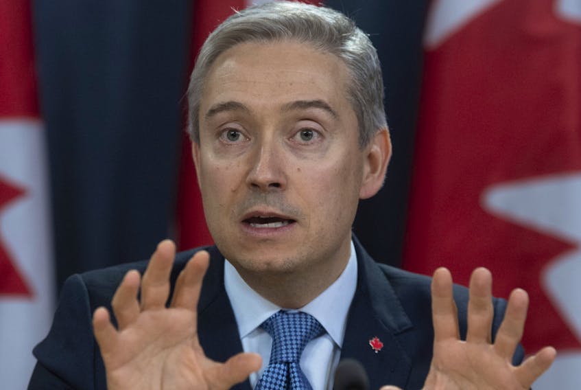 Foreign Affairs Minister Francois-Philippe Champagne responds to a question during a news conference in Ottawa on March 9, 2020. 