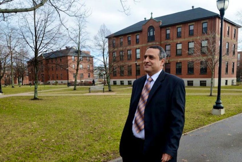 UPEI president Alaa Abd-El-Aziz makes his way across campus to deliver his <br />annual address to highlight the challenges and successes of the university.