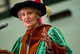 Former Island premier and senator, Catherine Callbeck, gives the convocation address at UPEI in 2015. 