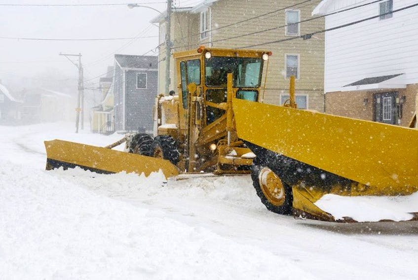 A City of Charlottetown snowplow goes down Spring Park Road.&nbsp;