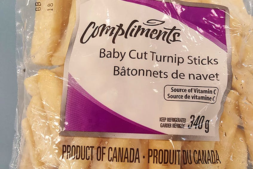 The Canadian Food Inspection Agency issued a recall for specific packages of Sawler and Compliments turnip sticks.