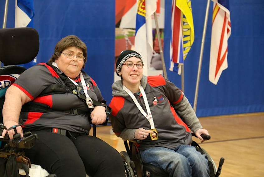 Nikkie Kennedy (right) and Terri Hefford of St. John's had a 1-2 finish in the Open Division of the national boccia championships, held in St. John's over the weekend. — Boccia Canada