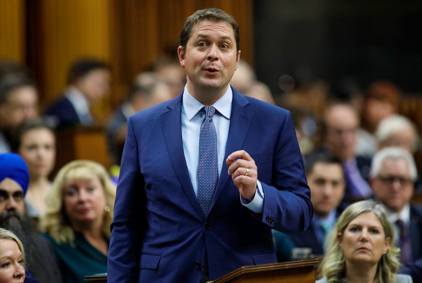 Federal Conservative Party Leader Andrew Scheer speaks during Question Period in the House of Commons on Parliament Hill in Ottawa on Wednesday, Dec. 11, 2019.