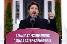 Prime Minister Justin Trudeau attends a news conference outside his home of Rideau Cottage in Ottawa on Friday, Nov. 20, 2020, as efforts continue to help slow the spread of the coronavirus disease.