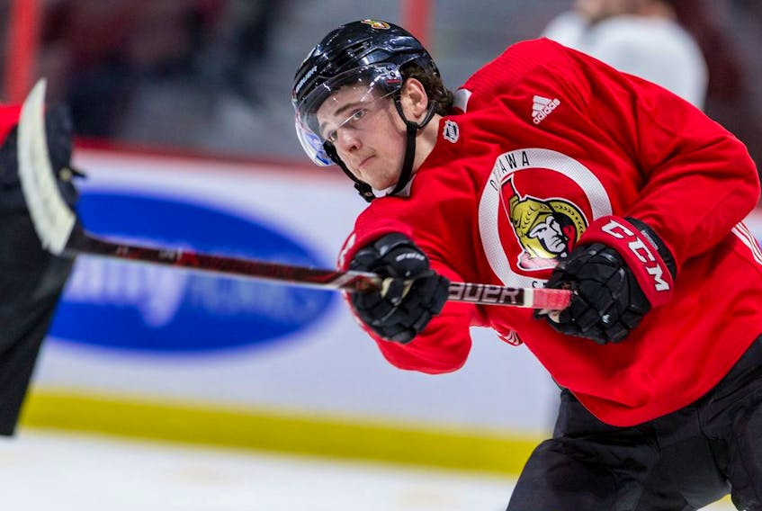 Drake Batherson was a 2017 draft pick by the Senators and has had a couple of strong seasons with Belleville of the AHL. Before that, he was a linemate of Egor Sokolov with Cape Breton of the QMJHL.