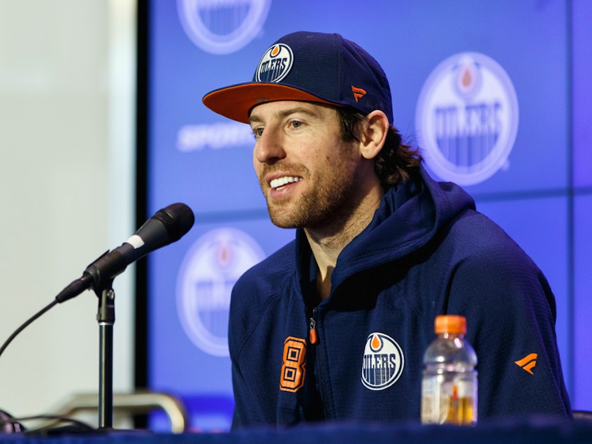 Edmonton Oilers' James Neal (18) is interviewed by media at Rogers Place on March 10, 2020. - Ian  Kucerak