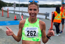 Kate Bazeley, shown in this file photo, was the 16th-fastest female in Sunday's Chicago Marathon, an event that had more than 30,000 finishers. —  Twitter/NLAA