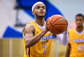 Myles Charvis was the 2018-19 men's basketball MVP for the Ryerson University Rams, He played three seasons at Ryerson, helping the Rams win one Ontario universities title and a silver medal at the national U Sports championship. — File/U Sports