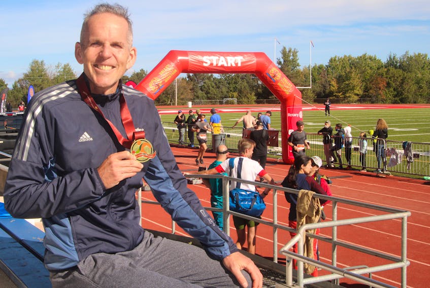 Running the Valley Harvest Marathon was a victory for Wade Were, after breaking his neck nine months ago in a cycling accident. He’s done lots of exercises and gradually worked his way up to be ready to run a marathon. 